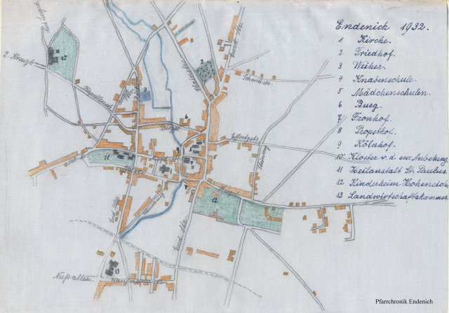 Karte_Endenich1_1932_Pfarrchronik_beschriftet
