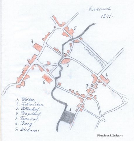 Karte_Endenich2_1811_Pfarrchronik_beschriftet